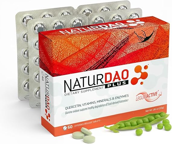 NATURDAO PLUS DAO Enzyme 1,000,000 HDU per Dose - Histamine Blocker with Diamine Oxidase & Catalase - 8 Cofactors: Quercetin, Vitamin B6, Copper & Zinc - 60 Extended Release Tablets