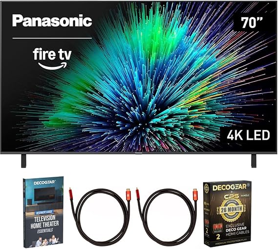 Panasonic TV-70W70BP W70 Series 70 inch LED 4K Ultra HD Smart Fire TV Bundle with 2X 6FT Universal 4K HDMI Cable, Theater Essentials and CPS Exclusive 26 Month Protection Pack BEACH-CPS-26M1000ATV