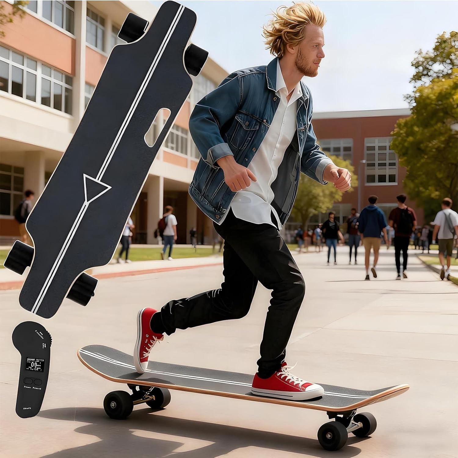 All-Terrain Electric Skateboard With Remote-20/25km/H Top Speed,8/15/22/30km Range,4-Speed,Shock Absorption Wheels & Carry Handle,Electric Longboard For Campus & City Riding&Commuting 8km 