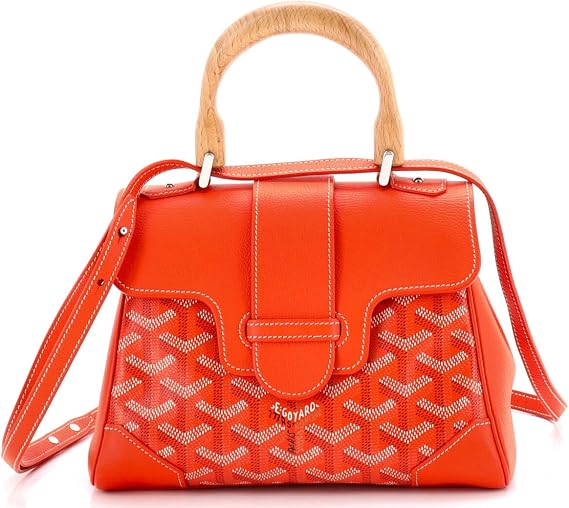 Pre-Loved Saigon Top Handle Bag Coated Canvas with Leather Mini, Orange
