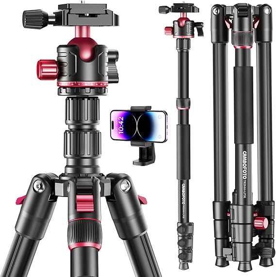 CAMBOFOTO 74" Professional Camera Tripod & Monopod with Carry Bag