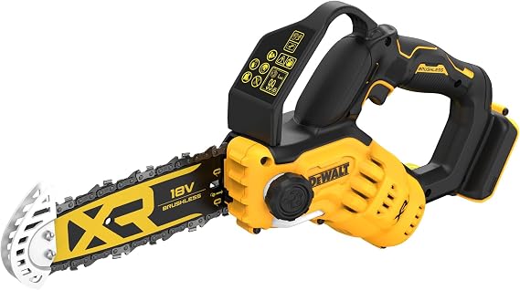 DEWALT 18V XR Pruning Saw - Tool Only, DCMPS520N-XJ | 18V XR pruning saw with 20cm bar, brushless motor, automatic oiler and body grip design for controlled cutting