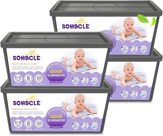 Refills Compatible with Genie Easy Roll Signature Diaper Pail and Platinum Diaper Pail, Upgraded 120 Bags Hold up to 5600 Newborn Diapers, Extra Thickness Powerful Odor Control, Plant Scented