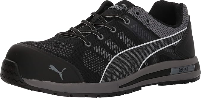 PUMA Safety Men's Elevate Knit Low ASTM SD Work Shoes Safety Toe Metal Free Fiberglass Toe Cap Slip Resistant Men