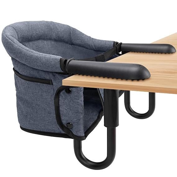 Hook-On High Chairs - Portable & Foldable for Babies 6-36 Months, Family & Travel Use with Carry Bag (Grey)