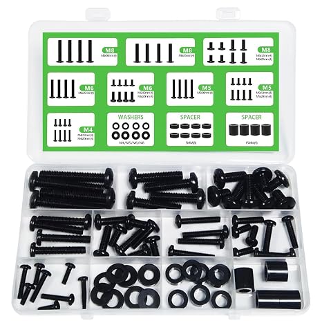 Universal TV Mounting Hardware Screw Kit Set with Box - M4 M5 M6 M8 Screws and Washers Spacers, Suitable for Most Brand televisions/Monitors