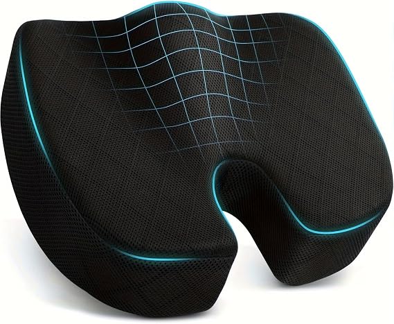 Memory Foam Seat Cushion - Ideal for Office Chairs, Car Seats, Airplanes & Grandstands. Helps Office Workers & Long - time Car Drivers Relax HIPS While Sitting. Comfortable Seat Cushion