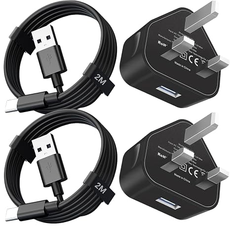 XRX 2 pack 2M Type C Compatible for Kindle Fire Tablet Charger, Amazon Fire 7, Fire HD 10, HD 8 (2019,2020,2021,2022 release,9th,10th,11th, 12th Generation) Kids Pro Plus Charging Cord, 5V2A Adapter