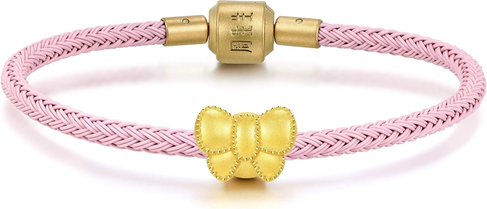 CHOW SANG SANG 999 24K Solid Gold Ribbon Mini Charm Bracelet for Women 92449C