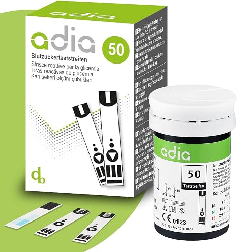 adia Blood Glucose Test Strips 50 Pack Cheap and Easy Blood Glucose Monitor for Blood Sugar Control in Diabetes