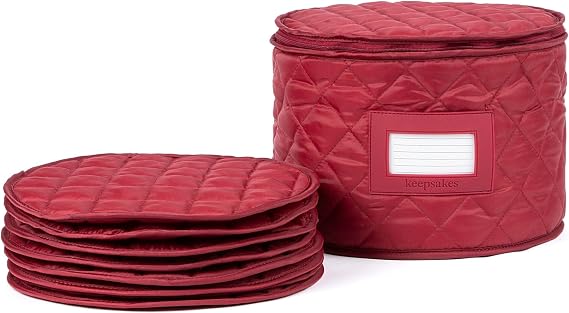 Covermates Dish Storage Case, 9" Diameter x 7"H, Red