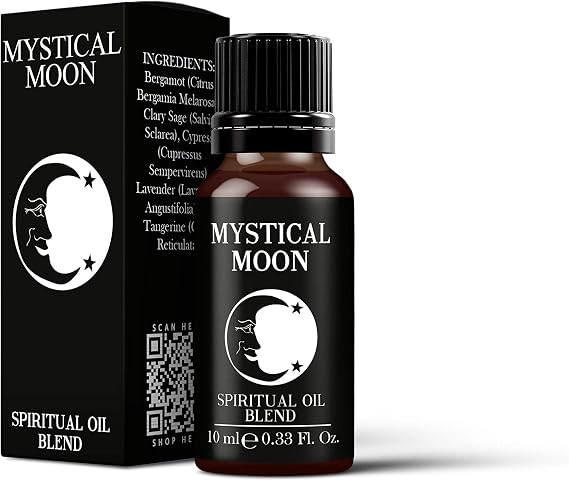 Mystix London | Mystical Moon Spiritual Essential Oil Blend | 10ml | Bright citrus and soft herbal notes create a balanced aroma with gentle sweetness and spiritual blend character.