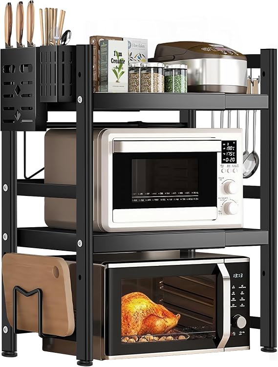 Adjustable 3-Tier Microwave Oven Shelf Stand