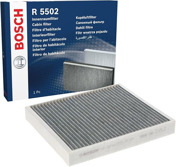 Bosch R5502 Cabin Air Filter with Activated Carbon Filters odours pollen and dust - replacement filter for better air quality in the vehicle interior