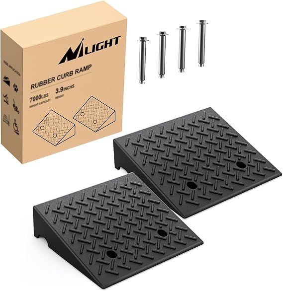 Nilight Rubber Curb Ramps 3.9 Inch Rise, 2-Pack