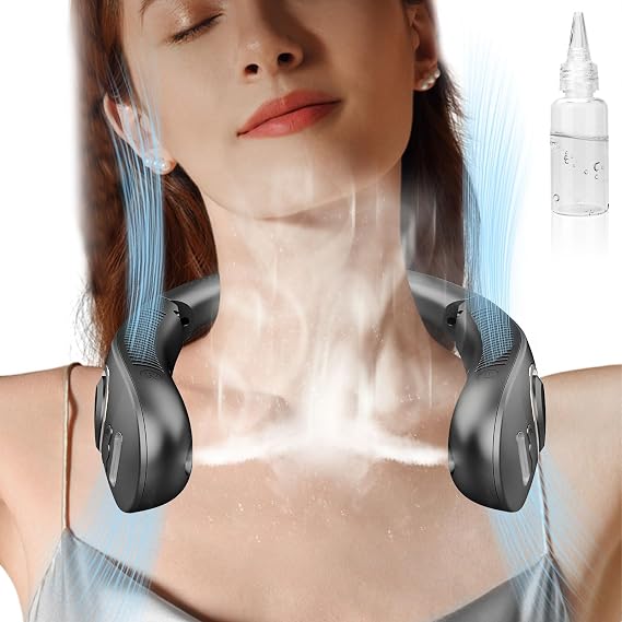 Misting Neck Fan,4000mAh Neck Fan with Water Mist Spray,Breeze Wear Misting Fans for Your Neck Around,Wireless Small Noiseless Headphone Chargeable Personal Fan for Travel Camping Outdoor