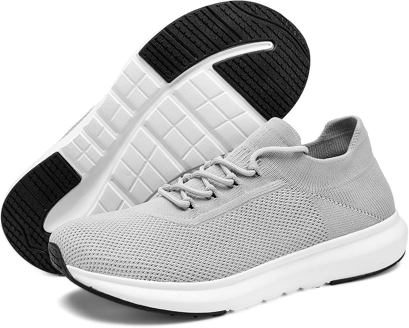 Men's Diabetic Shoes Extra Wide 4E, Therapeutic Walking Sneakers for Swollen Feet Neuropathy, Breathable Lace-Up Oxfords for Plantar Fasciitis Edema, Adjustable Casual Athletic Footwear Black White Grey