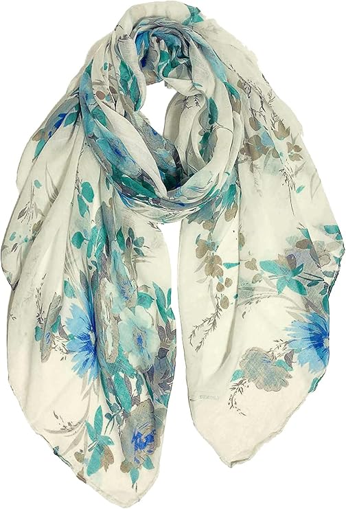 GERINLY Summer Scarfs for Women Lightweight Print Hawaiian Wrap Beach Shawl Cotton Voile Head Scarf