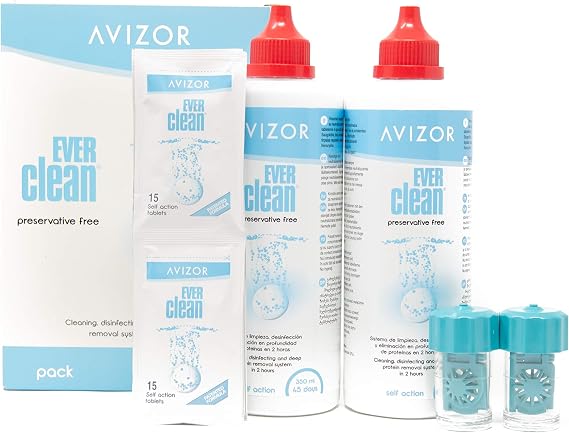 Avizor Ever Clean Without Preservative Cleaning, Disinfecting and Total Protein Removal System - 2 x 350 Millilitre 90 tabs - 90 Days