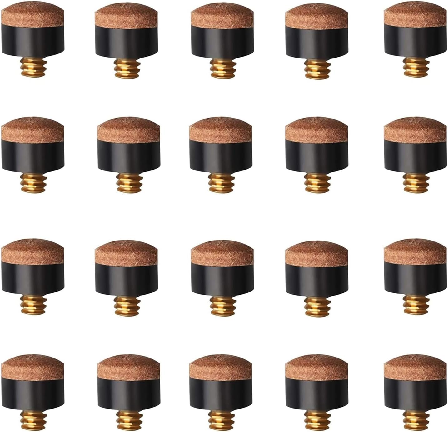 20 Pcs Pool Cue Tips Hard Leather Screw-on Tips,Screw on Tips 10 mm Replacement Cue Tips for Pool Cues and Snooker,Screw on Tips 10 mm Cue Hard Tips for Pool Cues and SnookerBrown