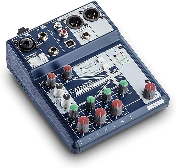 Soundcraft Notepad-5 Small-Format Analog Mixing Console with USB I/O, 5-channel mixer (