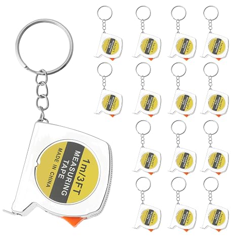 15 Pcs Mini Tape Measure, Retractable Keychain Tape Measurement, 1 M/3 FT Inch/Metric Scale Small Flexible Measuring Tape with Stable Slide Lock, Stainless Steel Tape Tool for Engineer