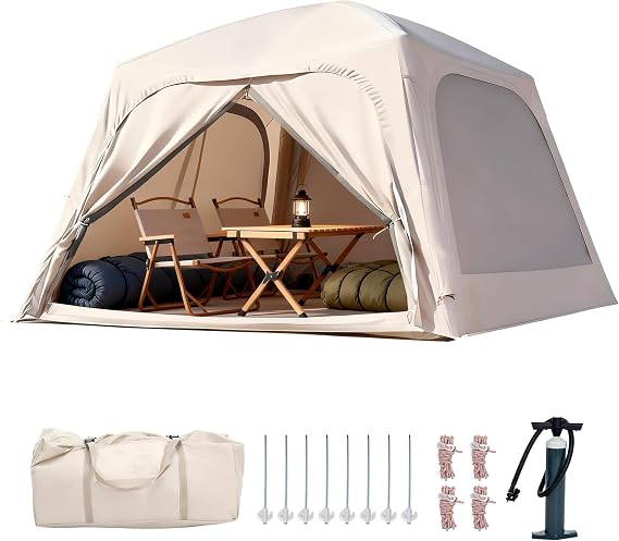 Inflatable Tent, Easy Setup 4/6/8/10/12 Person Blow Up Tent with Hand Pump