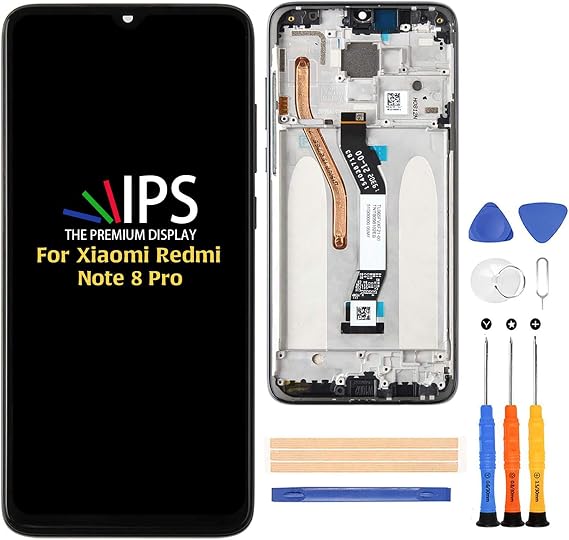A-MIND for XiaoMi Redmi Note 8 Pro 6.53" Touch Screen Digitizer LCD Display Assembly Replacement Kits,with Screen Protector+Tools (Black with Frame)