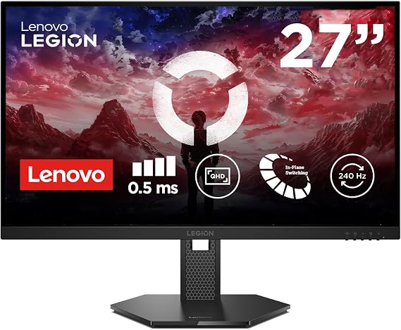 Lenovo Legion 27Q-10 Gaming Monitor 27" | IPS QHD | 240Hz, 0.05 ms, 16:9 | 99% sRGB, 90% DCI-P3 | 2x HDMI 2.1, DisplayPort 1.4 | Tilt, Swivel, Pivot, Height Adjust Stand | Raven Black