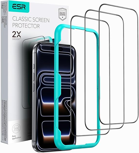 ESR Pack of 3 for iPhone 18 Pro Max/17 Pro Max for Tempered Glass Mounting