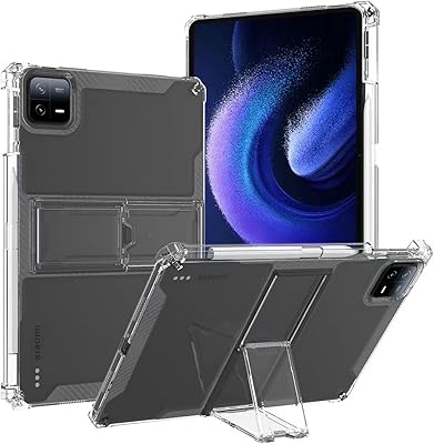 DWaybox Case for Xiaomi Pad 6  Pad 6 Pro 2023 11.0 inch, Shockproof Impact Resistant Flexible Cover, TPU Anti-Scratch Transparent Clear Protective Shell with Kickstand -Clear