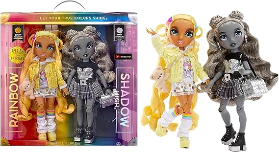 Rainbow High Madison Twins 2-Pack with Mix & Match Outfits - Great Gift for Kids & Collectors, Yellow & Grey