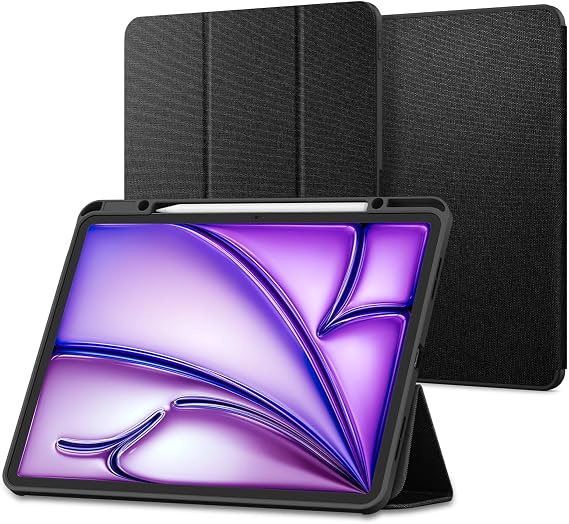 Spigen for iPad Air 13 Inch Case M4 (2026), iPad Air 13 Inch Case M3/M2 (2025/2024), Urban Fit Protective Premium Fabric Tri-Fold Cover with Pencil Holder, Black