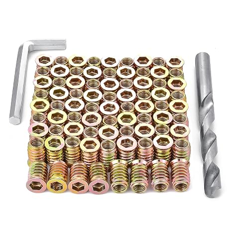 30 Pcs 5/16"-18x20mm Threaded Inserts for Wood Woodworking Furniture | Zinc Plated Carbon Steel Nut Insert, Wood Bolt Inserts for Woodworking Projects, Furniture Hardware,5/16 Wood Inser