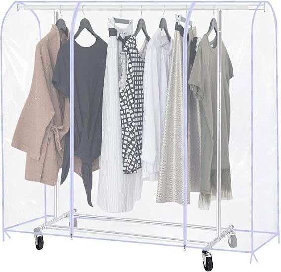 71" Garment Bags For Hanging Clothes, Garment Bag, Clear Garment Rack Cover, Clothes Rack Cover For Storage,Hanging Clothes Storage Wardrobe Bag Sealed Clothes Cover For Coats Suits Sweaters Dresses