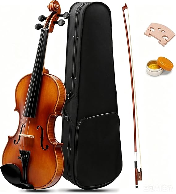 4/4 Acoustic Violin, Full Size for Beginner Adults Teens, Natural | Includes Case, Includes Bow, Includes Rosin, Complete Set