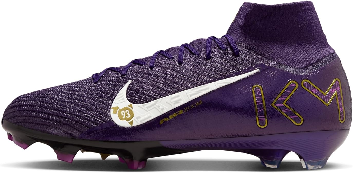 Nike Mercurial Superfly 10 Elite Kylian Mbappe FG High Top Soccer Spike FQ8692-500, Grand Purple/Pale Ivory