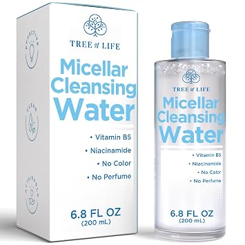 Micellar Cleansing Water (6.8fl oz) - Micellar Water Makeup Remover with Niacinamide, Vitamin B5, Glycerin - Eye Makeup Remover Liquid, No Rinse Needed