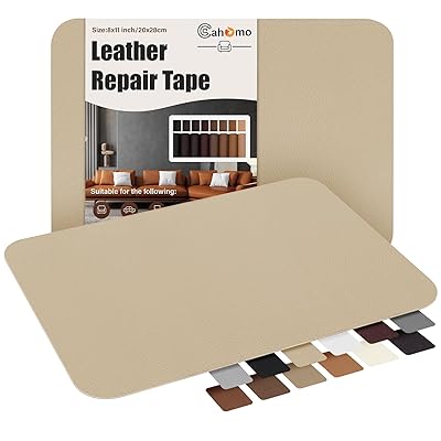 Cahomo Self-Adhesive Leather Repair Patches,8x11 inch Leather Repair Tape for Couches,Vinyl Leather Repair Kit for Furniture,Drivers Car Seats,Handbags,Jackets Beige