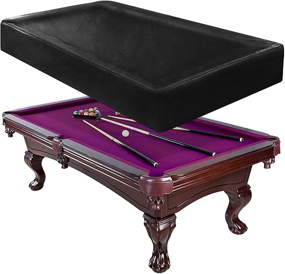 iCOVER Outdoor Pool Table Cover Waterproof Heavy Duty Leatherette Covers for Billiard Tables 8 Feet Black