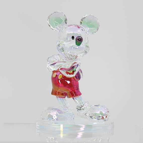 Enesco FACETS Disney Mickey Mouse Standing with Arms Folded Iridescent Figurine, 3.75 Inch, Multicolor