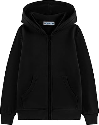 UNACOO Girls Boys Zip Up Hoodie Soft Fleece Sweatshirt Kids Hoodies for Toddler Zipper hoodie Jacket Age 3-12 Years