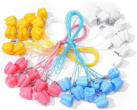 Qianyu Tooth Saver Necklaces 40 Pcs Milk Tooths Storage Box Lost Teeth Necklace Tooths Fairy Bag Organizer Case Tooth Holder for Kids Teeth Party Supply Ornaments Accessories Keepsake Treasure