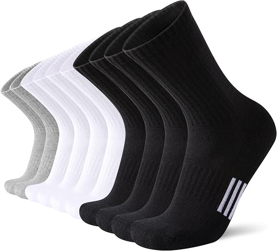 Heatuff Womens Crew Socks Cotton Running Cushion Athletic Calf Long Socks for Women 5 Pairs
