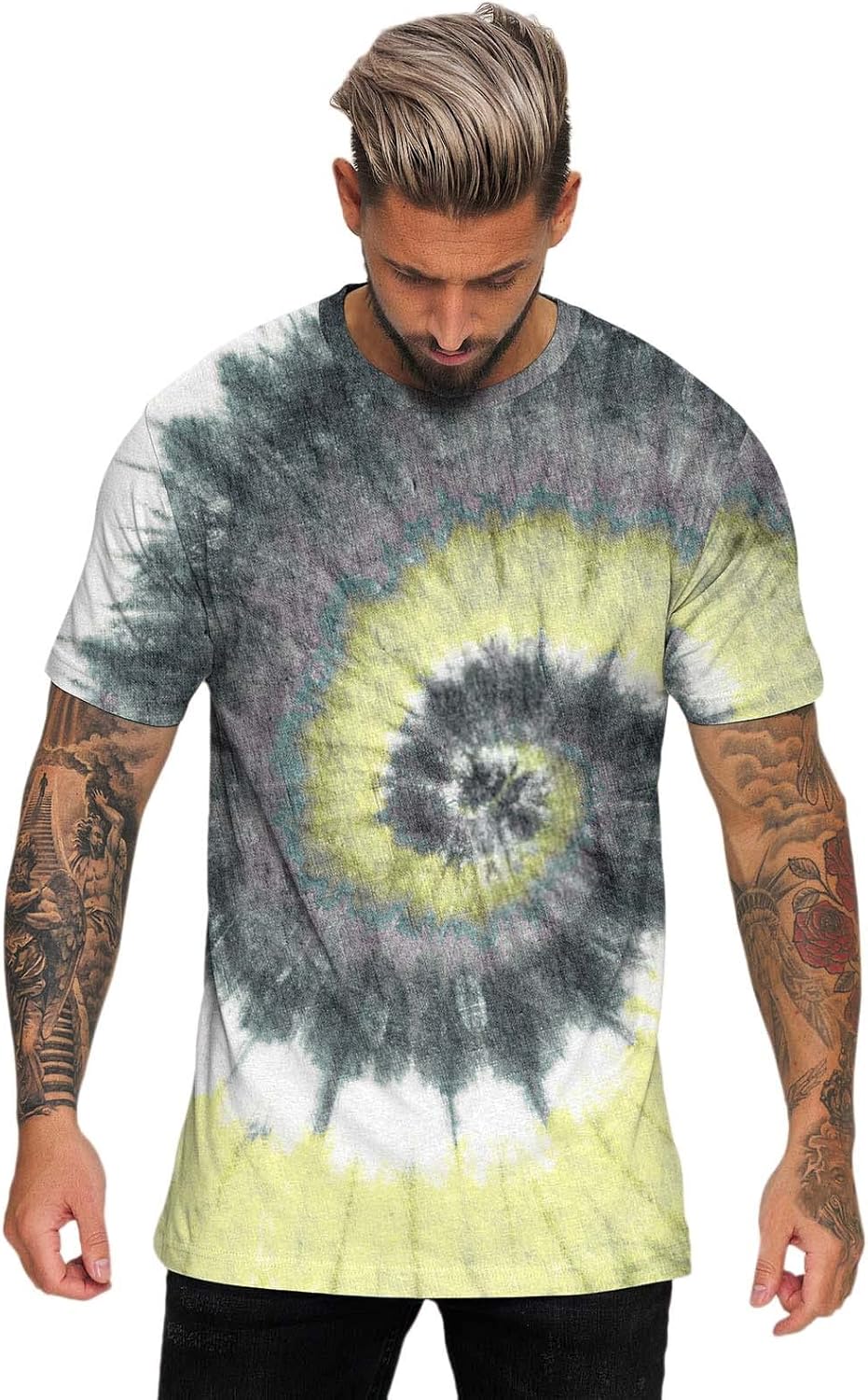 Tie Dye Shirts for Men Short Sleeve Shirts Mens 80s 90s Shirts Retro Vintage Disco Outfit 80s 90s Party Costume