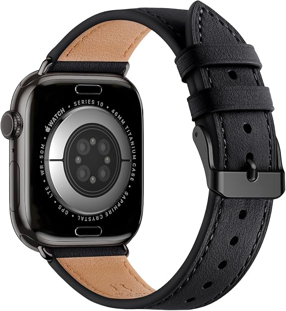 Bestig Genuine Leather Band Compatible with Apple Watch Bands for Women | 40mm 41mm 42mm(Series 11 10) 38mm,Top Grain Wristband Strap for iWatch SE 9 8 7 6 5 4 3 2 1,Office Daily Dressy