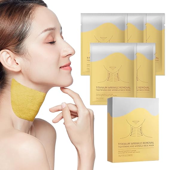 Golden Glow Neck Mask - Neck Wrinkle Patches Hydrating Mask Patches Moisturizing Wrinkle Pads Reduces Fine Lines for Skincare 5PCS (5 Count (Pack of 1)