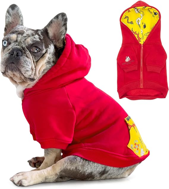 Dog Hoodie - French Bulldog Clothes, Dog Apparel & Accessories - Cotton Pet Clothes for Dogs with Pocket - Breathable and Skin-Friendly Sweatshirt for Small Dog Breeds (X-Large)