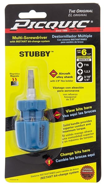 Picquic Stubby Multi-bit Screwdriver Colors Vary