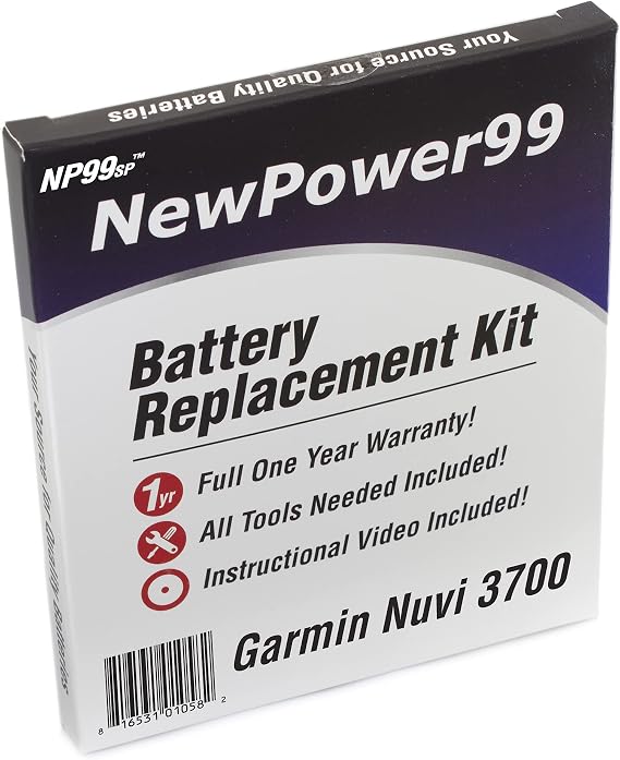 Battery Replacement Kit with Battery, Instructions and Tools for Garmin Nuvi 3700